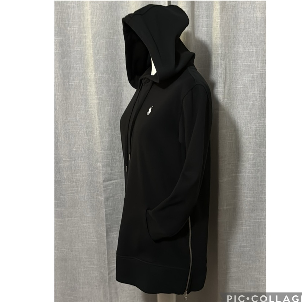 Like New-Worn 1X-RL Polo-Hooded Sweatshirt-XS-Black-Side Zippers-Longer Length - Picture 3 of 16